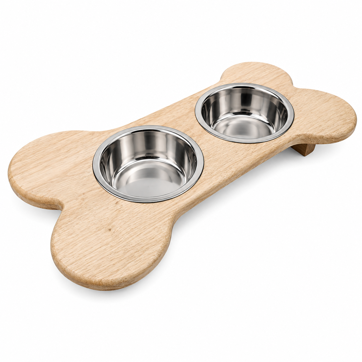 Wooden Frame with Steel Bowls